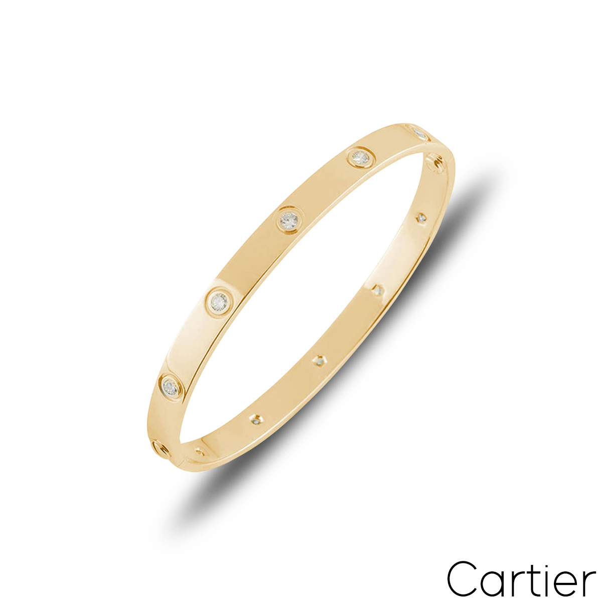 Cartier Yellow Gold Full Diamond Love Bracelet Size 17 B6040517 Cartier Yellow Gold Full Diamond Love Bracelet Size 17 B6040517